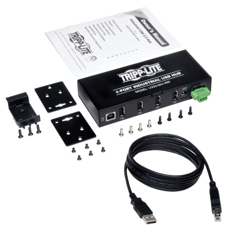 Rozbočovač 4x USB 2, priemyselný, odolnosť ESD 15kV, kovové púzdro, možnosť montáže