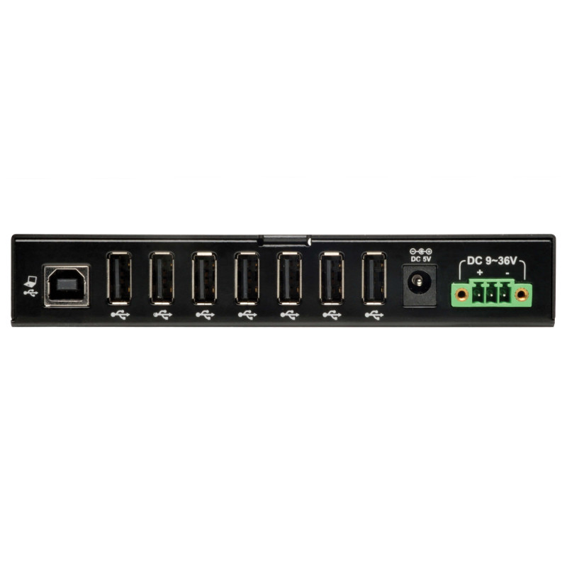 Rozbočovač 7x USB 2, priemyselný, odolnosť ESD 15kV, kovové púzdro, možnosť montáže