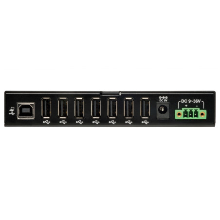 Rozbočovač 7x USB 2, priemyselný, odolnosť ESD 15kV, kovové púzdro, možnosť montáže