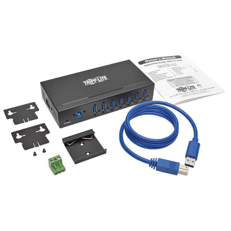 Rozbočovač 7x USB 3, priemyselný, odolnosť ESD 20kV, kovové púzdro, možnosť montáže