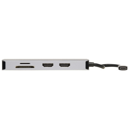 Dokovacia stanica USB-C, 2x displej, 4K 60Hz HDMI, USB 3.2 G1, USB-A, GbE, pamäť.karta, 100W PD, šedá