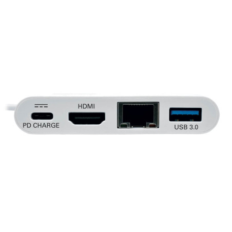 Mini dokovacia stanica USB-C/HDMI, USB 3.0, GbE, 60W nabíjanie, HDCP, biela
