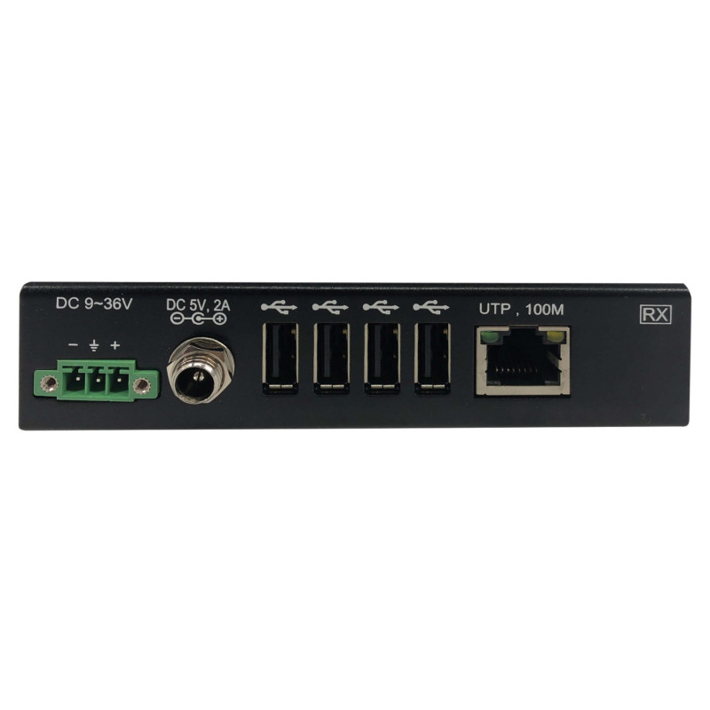 Extender, 4-port USB 2.0 cez Cat6, ESD ochrana, PoC, priemyselný, možnosť montáže, 100mm