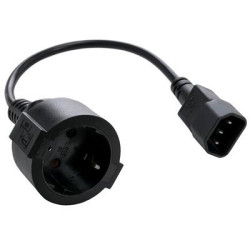 Kábel C-TECH sieťový adaptér C14 (M) → schuko (F), 15 cm
