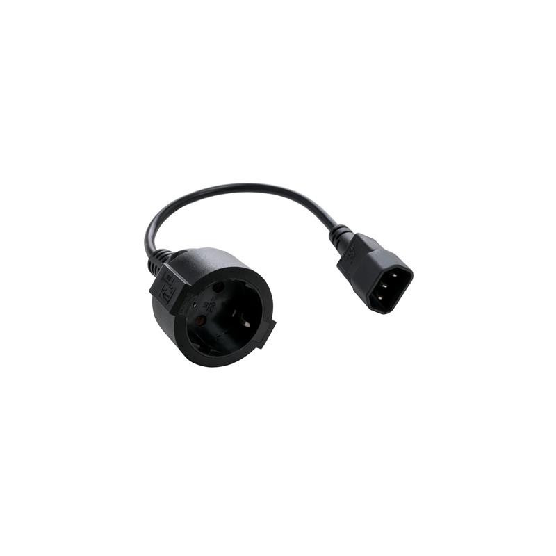 Kábel C-TECH sieťový adaptér C14 (M) → schuko (F), 15 cm
