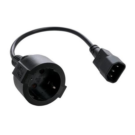 Kábel C-TECH sieťový adaptér C14 (M) → schuko (F), 15 cm
