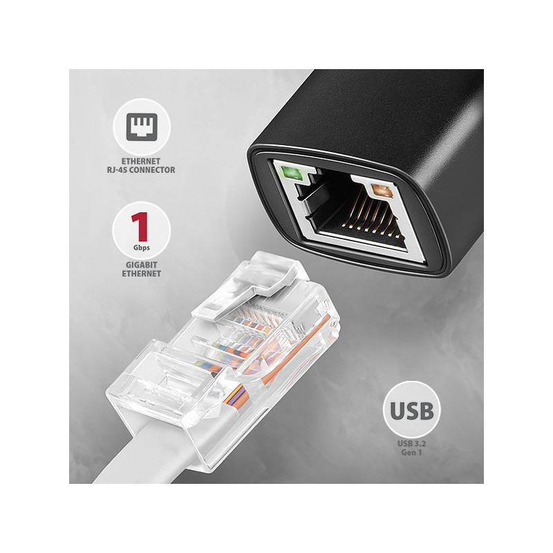 AXAGON ADE-ARC, USB-C 3.2 Gen 1 - Gigabit Ethernet sieťová karta, Realtek 8153, auto inštal