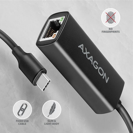 AXAGON ADE-ARC, USB-C 3.2 Gen 1 - Gigabit Ethernet sieťová karta, Realtek 8153, auto inštal