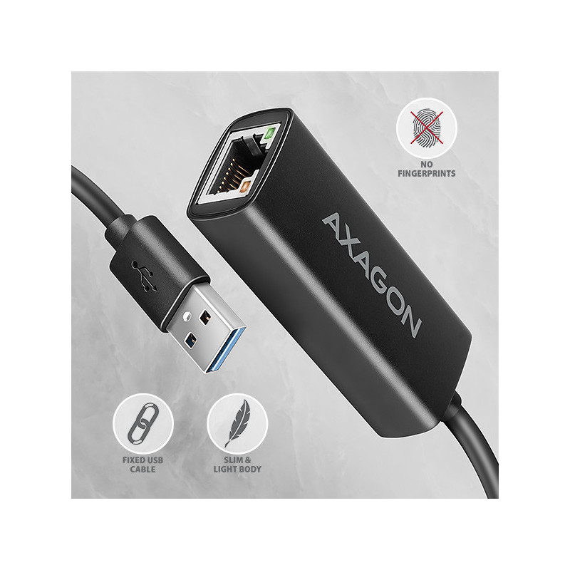 AXAGON ADE-AR, USB-A 3.2 Gen 1 - Gigabit Ethernet sieťová karta, Realtek 8153, auto inštal
