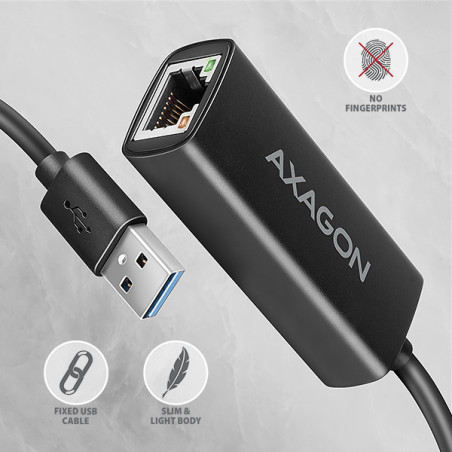 AXAGON ADE-AR, USB-A 3.2 Gen 1 - Gigabit Ethernet sieťová karta, Realtek 8153, auto inštal