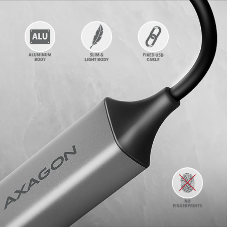 AXAGON ADE-TXCA, USB-C + USB-A 3.2 Gen 1 - Gigabit Ethernet sieťová karta, Asix AX88179, auto inštal