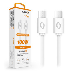 Dátový kábel ALIGATOR POWER 100W, USB-C/USB-C 5A, 1,5m biely