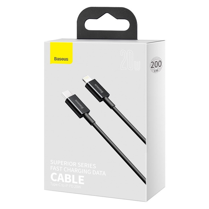 Baseus Dátový kábel Superior Series USB-C/Lightning 20W 2m čierny