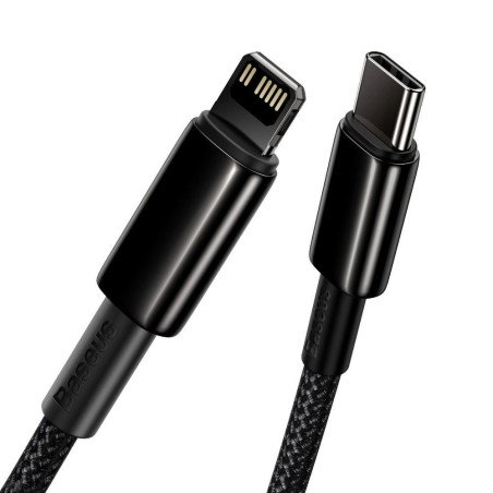 Baseus Dátový kábel Tungsten Gold PD 20W 2m USB-C/Lightning čierny