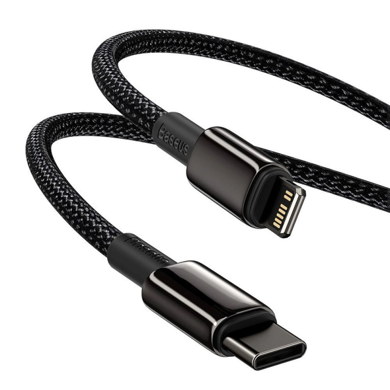 Baseus Dátový kábel Tungsten Gold PD 20W 2m USB-C/Lightning čierny