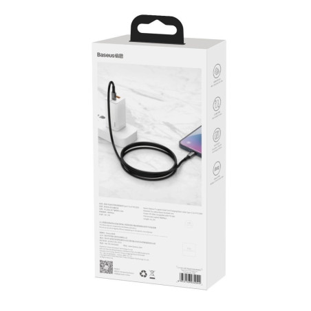 Baseus Dátový kábel Tungsten Gold PD 20W 2m USB-C/Lightning čierny