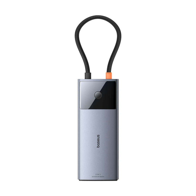 Baseus hub Series 2 USB 6v1 (USB-C/HDMI4K60Hz/USB-C(10Gbps)/USB-A(10Gbps)/RJ45/USB-C(PD) sivý