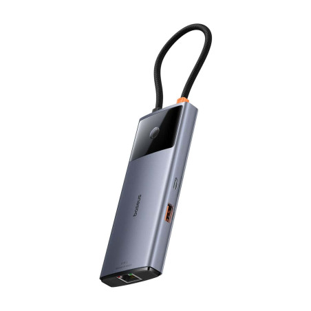 Baseus hub Series 2 USB 6v1 (USB-C/HDMI4K60Hz/USB-C(10Gbps)/USB-A(10Gbps)/RJ45/USB-C(PD) sivý