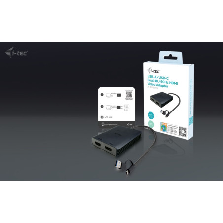 i-tec USB-A/USB-C Dual 4K HDMI Video adaptér