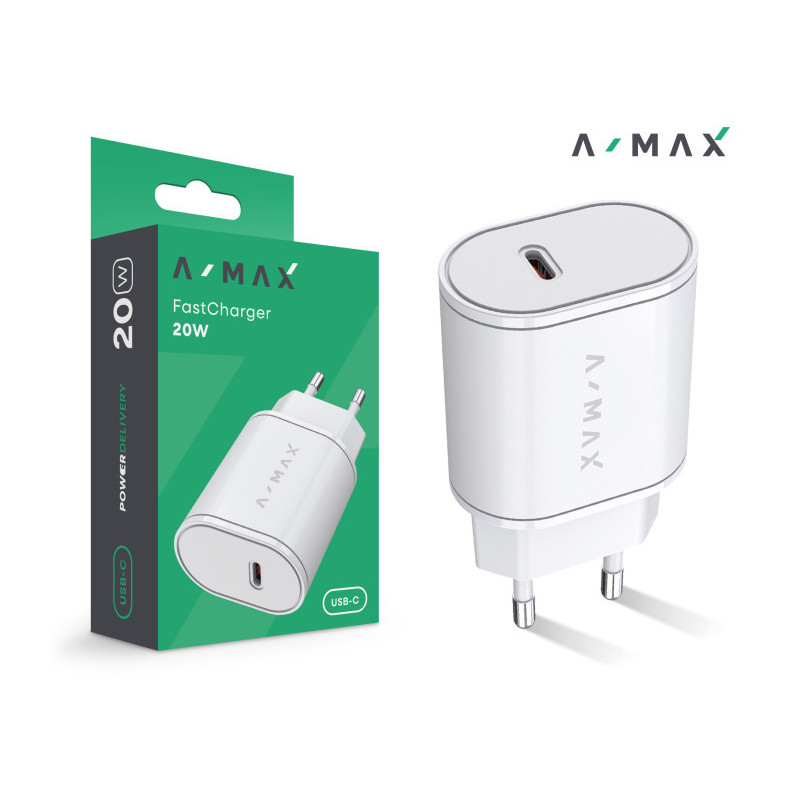 Aligator sieťová nabíjačka A-MAX PD 20W USB-C biela