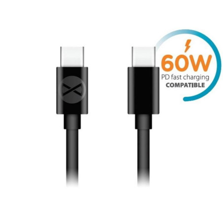 Dátový kábel Forever USB-C/USB-C 1m 3A čierny