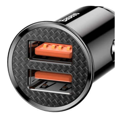 Baseus rýchlonabíjačka do auta 2xUSB QC3.0 30W čierna