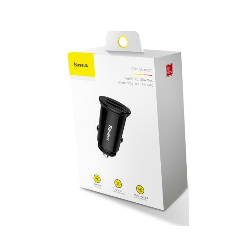 Baseus rýchlonabíjačka do auta 2xUSB QC3.0 30W čierna