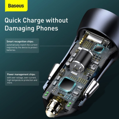 Baseus rýchlonabíjačka do auta Golden Contractor Pro Dual USB+USB-C 40W tmavo šedá