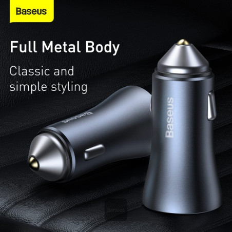 Baseus rýchlonabíjačka do auta Golden Contractor Pro Dual USB+USB-C 40W tmavo šedá