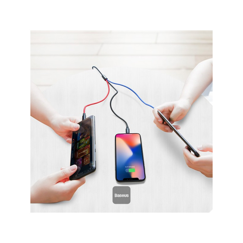 Baseus dátový kábel 3v1 microUSB+Lightning+USB-C 1,2m 3,5A