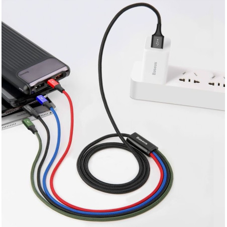 Baseus dátový kábel 4v1 microUSB+USB-C+2xLightning 1,2m 3,5A čierny