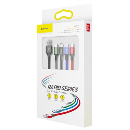 Baseus dátový kábel 4v1 microUSB+USB-C+2xLightning 1,2m 3,5A čierny