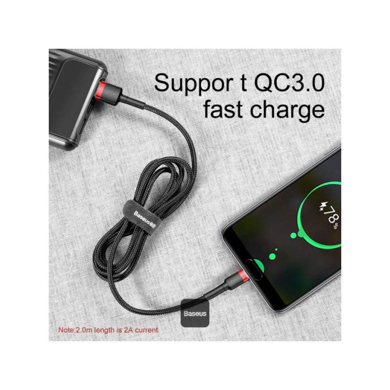 Baseus dátový kábel Cafule USB-C 2m 2A červeno-čierny
