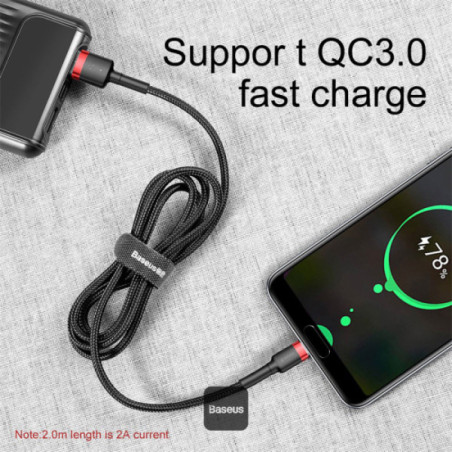 Baseus dátový kábel Cafule USB-C 2m 2A červeno-čierny