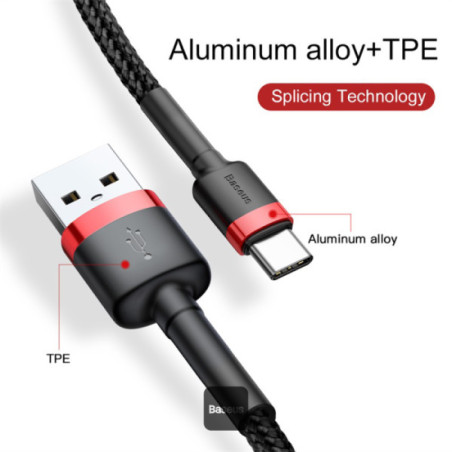 Baseus dátový kábel Cafule USB-C 2m 2A červeno-čierny