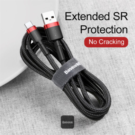 Baseus dátový kábel Cafule USB-C 2m 2A červeno-čierny