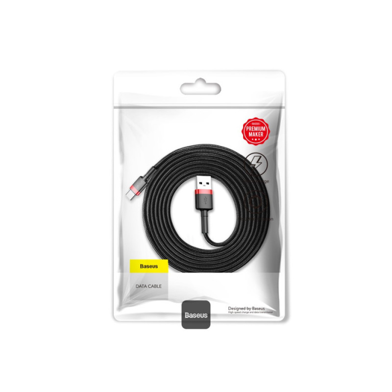 Baseus dátový kábel Cafule USB-C 2m 2A červeno-čierny