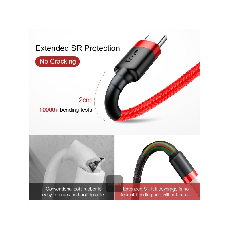 Baseus dátový kábel Cafule USB-C 2m 2A červený