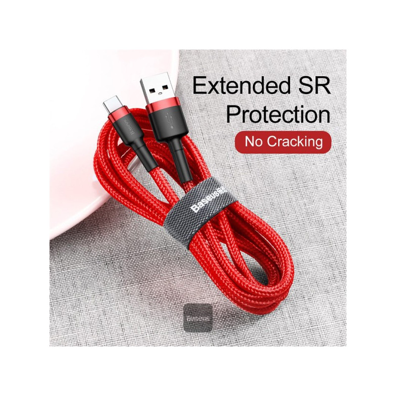Baseus dátový kábel Cafule USB-C 2m 2A červený