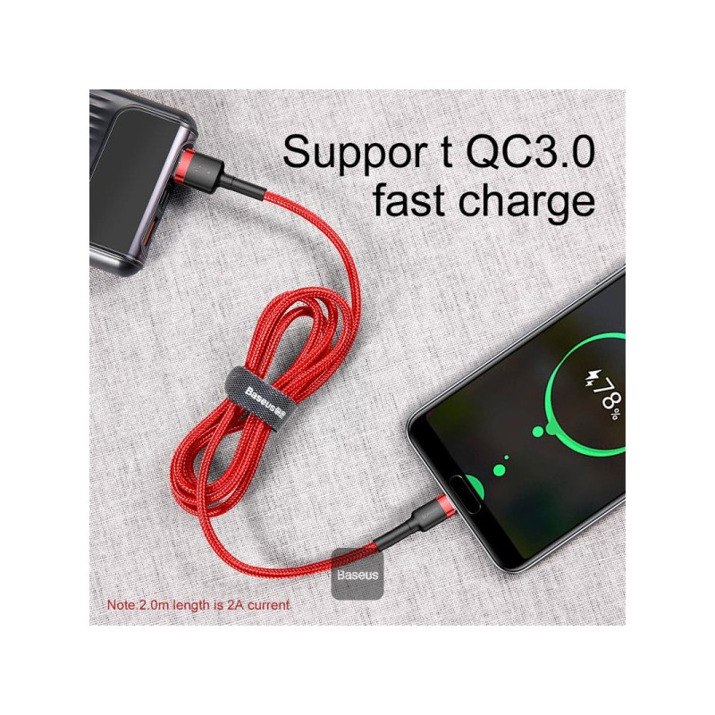 Baseus dátový kábel Cafule USB-C 2m 2A červený