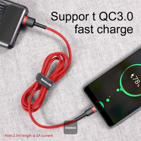 Baseus dátový kábel Cafule USB-C 2m 2A červený