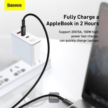 Baseus rýchlonabíjací dátový kábel Tungsten Gold 100W 1m USB-C na USB-C čierny