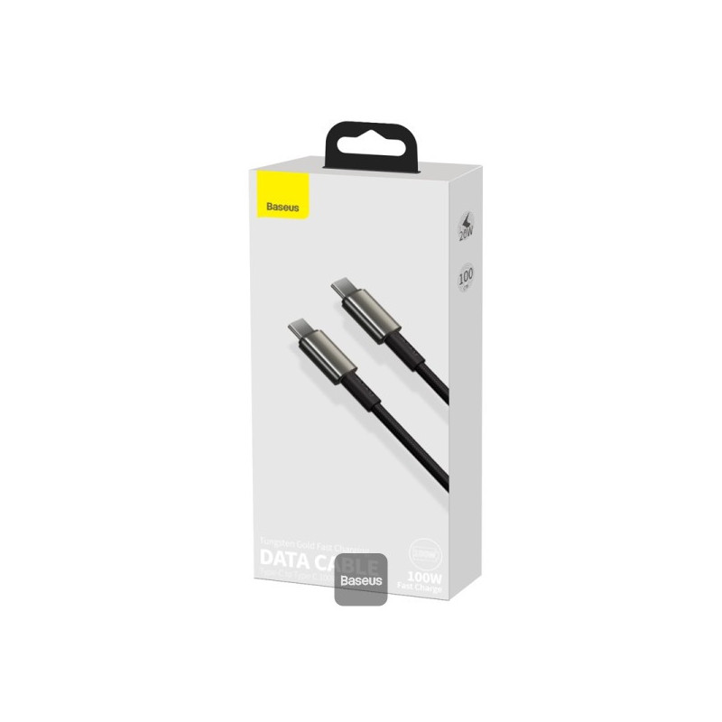 Baseus rýchlonabíjací dátový kábel Tungsten Gold 100W 1m USB-C na USB-C čierny
