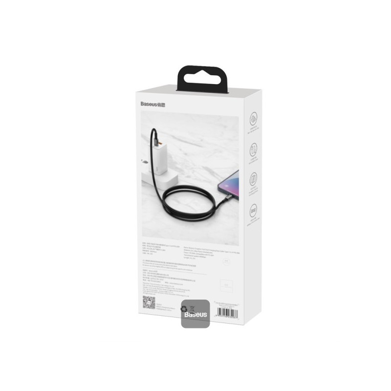 Baseus rýchlonabíjací dátový kábel Tungsten Gold 100W 1m USB-C na USB-C čierny