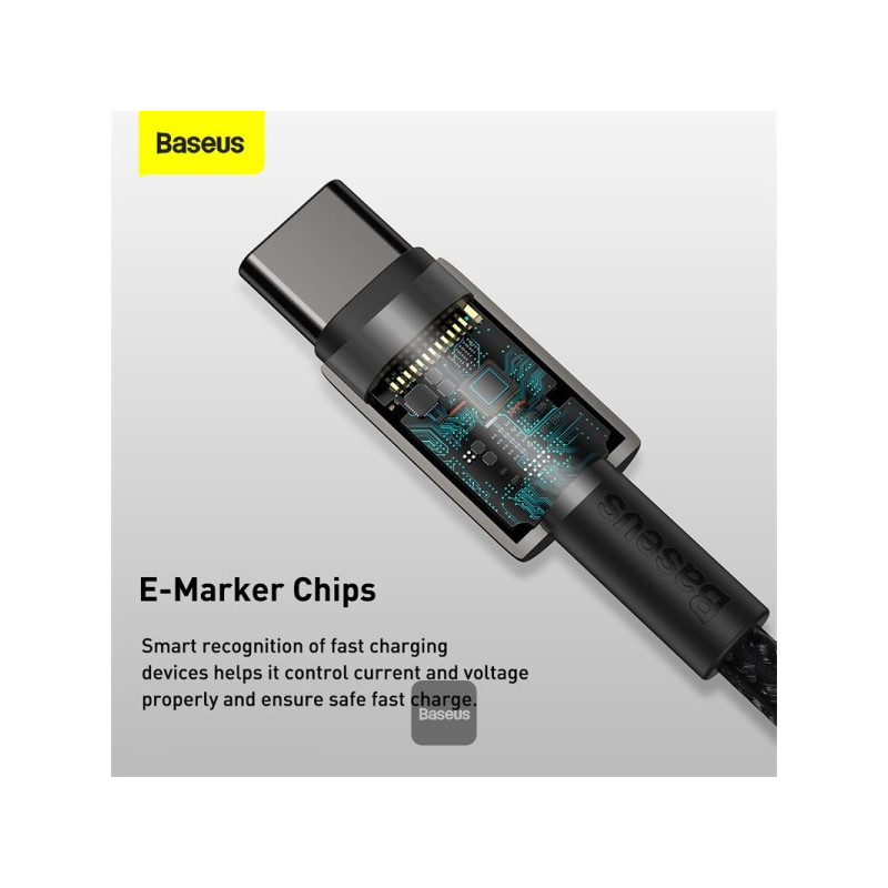 Baseus rýchlonabíjací dátový kábel Tungsten Gold 100W 1m USB-C na USB-C čierny