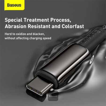 Baseus rýchlonabíjací dátový kábel Tungsten Gold 100W 1m USB-C na USB-C čierny