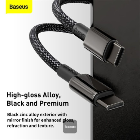 Baseus rýchlonabíjací dátový kábel Tungsten Gold 100W 1m USB-C na USB-C čierny
