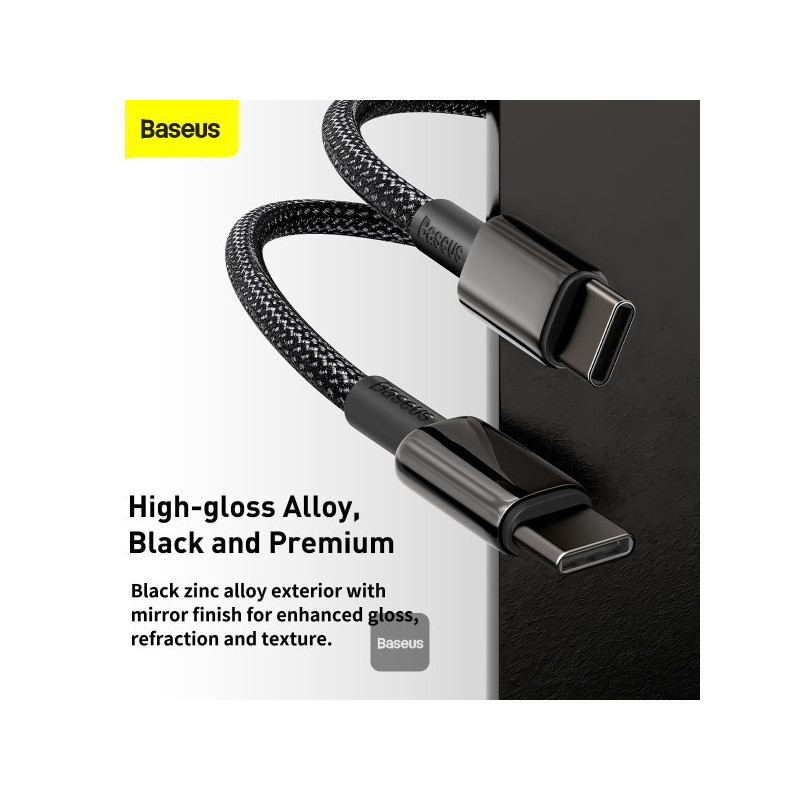 Baseus dátový kábel Tungsten Gold USB-C/USB-C 2m 100W čierny