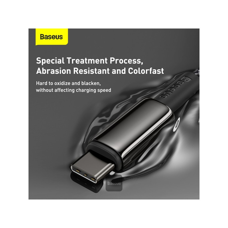 Baseus dátový kábel Tungsten Gold USB-C/USB-C 2m 100W čierny