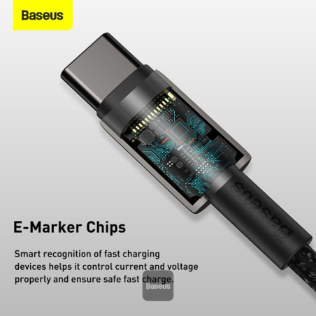 Baseus dátový kábel Tungsten Gold USB-C/USB-C 2m 100W čierny